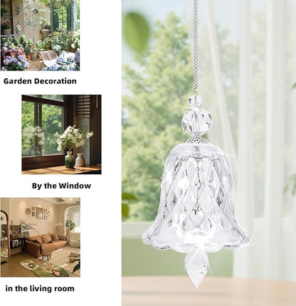 Crystal Bell Suncatcher, Iridescent Rainbow Glass, Hanging Window Decoration (Clear, 4"(10cm))