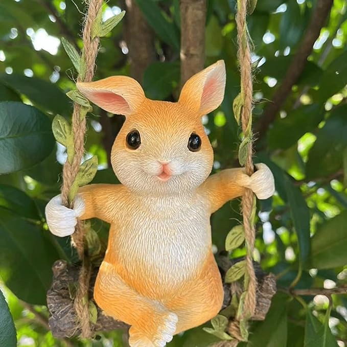 Garden Statues for Outside Yellow Rabbit Outdoor Statue Resin Yard Figurine, 10x7.5x13 cm Garden Décor & Indoor Decoration Durable Outdoor Garden Statues for Yard and Patio Gardening Gifts