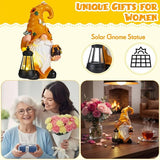 VIHOSE Solar Garden Gnomes Outdoor Decor 8'' Spring Resin Gnome Figurine Holding Lantern with Solar LED Lights for Yard Patio Lawn Decorations Best Gifts for Mother's Day Housewarming