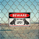 Beware Of The Dog Pug Sign Aluminum Metal Tin Signs Outdoor Yard Sign Warning Sign For Fence Yard Home Kitchen Farm Garden Wall Decor 8x12 Inch