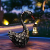 HONGLAND Black Swan Solar Garden Statue Outdoor Decor Bird Decor Lawn Ornament for Backyard Patio Porch Poolside