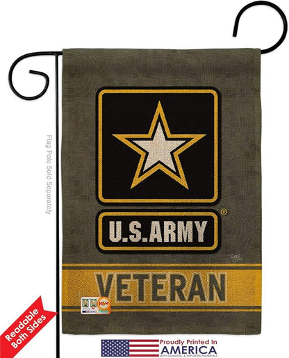 US Army Veteran Burlap Garden Flag - Pack Armed Forces Rangers United State American Military Retire Official USA Vintage Applique - House Banner Small Yard Gift Double-Sided Made in 13 X 18.5
