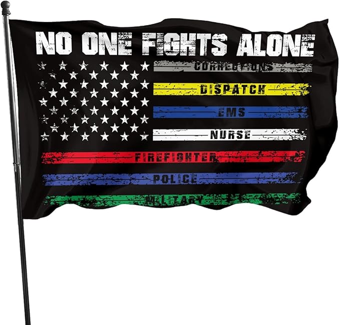 No One Fights Alone Flag 3 X 5 Ft Polyester with Brass Grommets For Lawn Patio Yard Garden Home Outdoor Decor Fade Resistant Banner