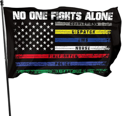 No One Fights Alone Flag 3 X 5 Ft Polyester with Brass Grommets For Lawn Patio Yard Garden Home Outdoor Decor Fade Resistant Banner