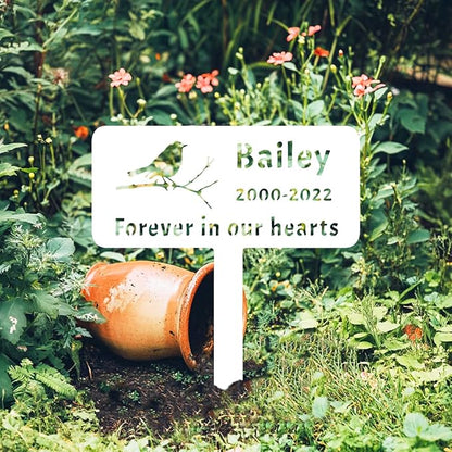 Personalised Bird Memorial Grave Marker, Custom Bird Memorial Stake Grave Marker, Metal Cemetery Decoration for Grave Sympathy Bird Memorial Plaque for Outdoors Grave Yard Garden