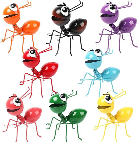 Cruis Cuka Metal Yard Art Garden Decor for Outside Cute Ants Yard Decorations Outdoor Lawn Ornaments Backyard Gifts for Mom - Set of 8