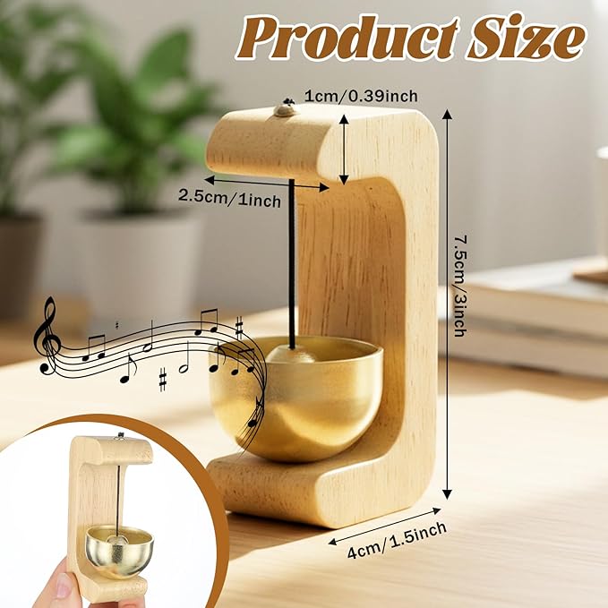 2 Pack C Shape Shopkeeper Bell for Door Opening Magnetic Wooden Door Chime Bell Wind Chime Doorbell Decoration Housewarming Gift for Restaurant Refrigerator Room Garden