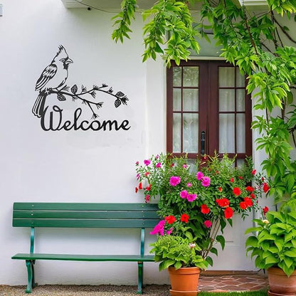 Metal Cardinal Garden Decor Bird Gifts for Women Mom Birthday Black Silhouette Birds Statues for Outside Garden Yard Art Sign Patio Lawn Ornaments Outdoor Decor 13.78 * 10.63in