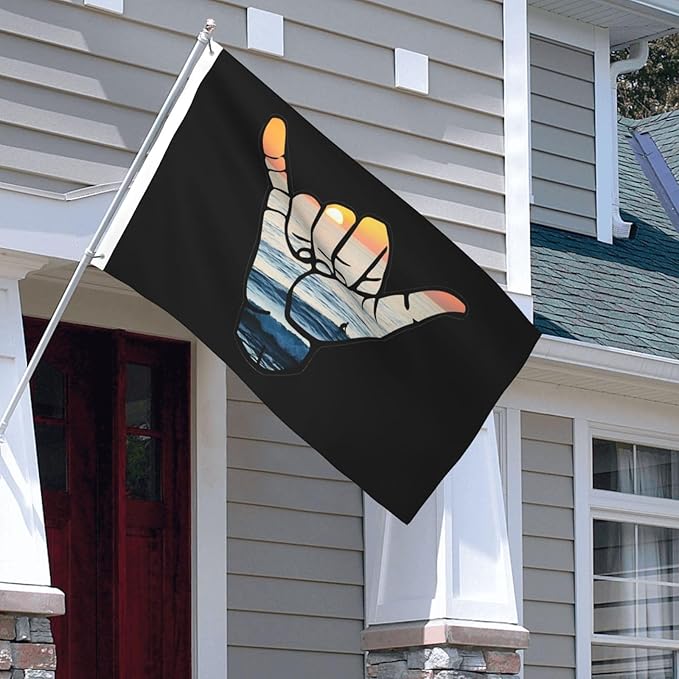 Shaka Waves Flag 3x5 Ft Double Sided Outdoor, Garden Yard Decoration Banner with Brass Grommets, for Home, Porch, Wall