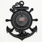 Anchor Outdoor Clock, Nautical Ship Wheel Rudder Wall Clock, Beach Sea Style Decorative Clock for Patio, Pool, Porch (Vintage+Gold+Silver)