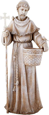 Needzo Natural Stone Resin Solar St Francis Garden Statue Planter, Outdoor Patio Decor, 24 Inch