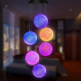 Solar Wind Chime for Outside,2 Pack Hanging Wind Chimes for Outside,Solar Powered Color Changing Crystal Ball WindChimes,Patio Yard Outdoor Garden Porch Decor,Unique Ourdoor Gifts for Mom Grandma