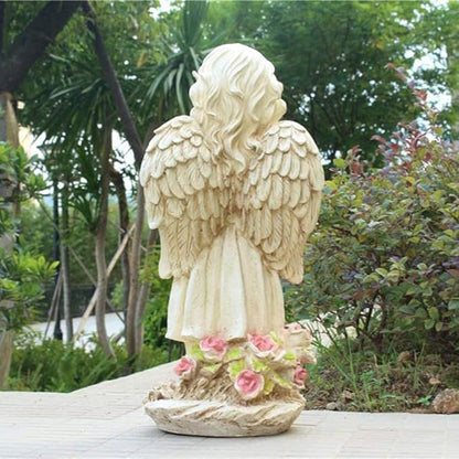 COAECJ Animal Sculpture for Garden Angel Sculpture, Rustic Vintage Old Outdoor Garden Courtyard Gardening Decoration Resin Angel Decoration Sculpture