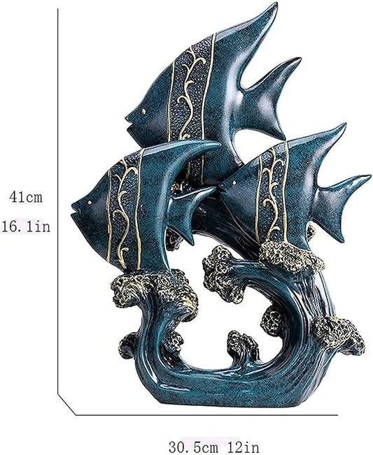 Garden Ornaments Decor Statue Outdoor,Sculpture Statue Ornament, Sculpture Statue Blue Resin Fish Sculpture Home Decoration Office Ornament， Indoor Art Sculpture Decorations for Home Garden
