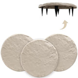 4Pcs Round Beige Stepping Stones Outdoor Garden Walkway, Durable Plastic Pavers for Patio, Pathway, and Landscaping, Weatherproof Stepping Stones with Ground Stakes for Easy Installation