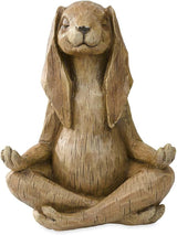 Wind & Weather Indoor/Outdoor Long-Eared Rabbit Garden Statue in Cross-Legged Meditating Yoga Pose Cast in Resin Designed to Look Like Hand-Carved Wood, 11½"L x 7" W x 14¼"H