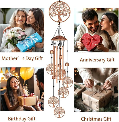 Large Aluminium Wind Chimes 33" Outdoor Deep Tone Memorial Wind Chime with Tree of Life Wind Catcher, Sympathy for Loss of Loved Mom Father,Metal Wind Chimes for Garden Patio Home Decor