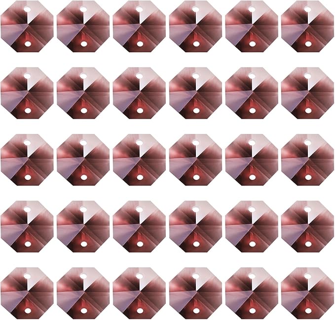 PATIKIL K9 Crystal Octagon Beads 2 Holes Pendants, 60 Pack 14mm Chandelier Prisms Parts Ornaments Hanging Beads for DIY Arts Crafts Decoration, Purple