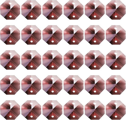 PATIKIL K9 Crystal Octagon Beads 2 Holes Pendants, 60 Pack 14mm Chandelier Prisms Parts Ornaments Hanging Beads for DIY Arts Crafts Decoration, Purple