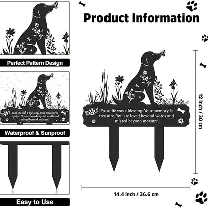 Rngmsi Grave Markers for Cemetery for Dog, Metal Grave Markers Yard Memorial Pet Dog, Garden Stake Decorations for Cemetery for Loss of Pet Outdoors Decor (12 X 14.5 Inches)