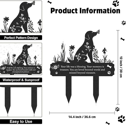 Rngmsi Grave Markers for Cemetery for Dog, Metal Grave Markers Yard Memorial Pet Dog, Garden Stake Decorations for Cemetery for Loss of Pet Outdoors Decor (12 X 14.5 Inches)