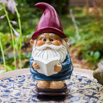 Funny Garden Gnome on a Throne, Durable Ceramic Statue Decoration, Weather-Proof Outdoor Gnomes for Yard Lawn Garden Decor, Housewarming Gag Gift - 9.5" Tall