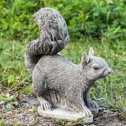 Realistic Forest Squirrel Statue Animal Concrete Sculpture for Garden Patio Backyard Handmade Squirrel Figurine