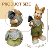 Laborer Garden Bunny Statue, Resin Rabbit Figurine with Shovel,Patriotic Yard Decor for Labor Day, 7 x 7 x 15 Inch, Multicolor, Resin (B)