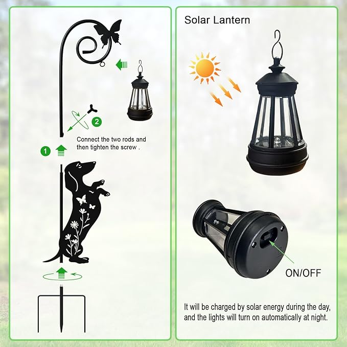 Dog Solar Lights Outdoor Decoration,Dachshund Gifts for Women,Solar Lantern Silhouette Animal for Yard,Pathway,Lawn Ornament Garden Stakes
