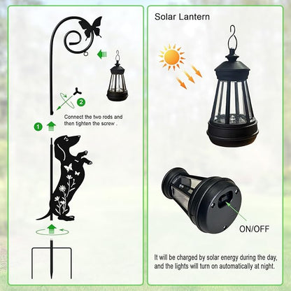 Dog Solar Lights Outdoor Decoration,Dachshund Gifts for Women,Solar Lantern Silhouette Animal for Yard,Pathway,Lawn Ornament Garden Stakes