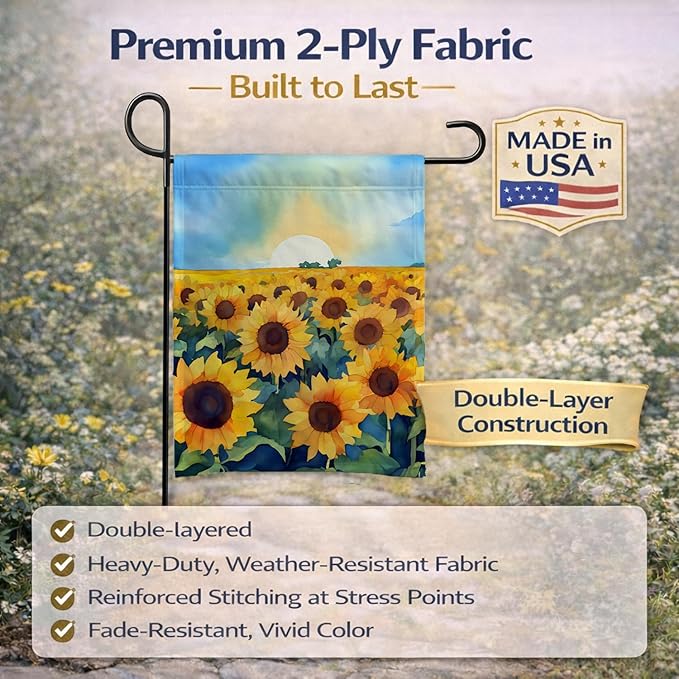 Caroline's Treasures Kansas Sunflowers in Watercolor Garden Flag Mailbox Flag Decorative Yard Flag Banner Outside Patio Artwork Yard Flower Beds, Garden Size, Multicolor
