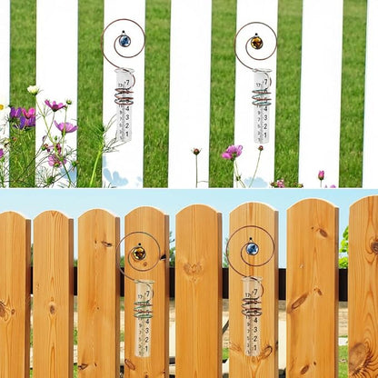 2PS Rain Gauge Outdoor,7 Inch Capacity Rain Gauge Replacement Tube with Metal Rack Holder,Wall Mount Hanging Water Gauge for Rain,Outdoor Measure Guages for Yard Fence Garden Farm