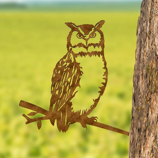 NOAHAMMER Birds Silhouette Yard Decor - Outdoor Metal Rusty Owl Statue Garden Decoration Art - Art Gifts Steel Metal Silhouette Bird on Tree