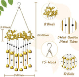 Bird Wind Chimes for Outside, Christmas Hummingbird On Branch Metal Windchimes Indoors Window Hanging Garden Patio Yard Porch Home Decor Soothing Tones Memorial Birthday Festival Gifts for Women, Mom