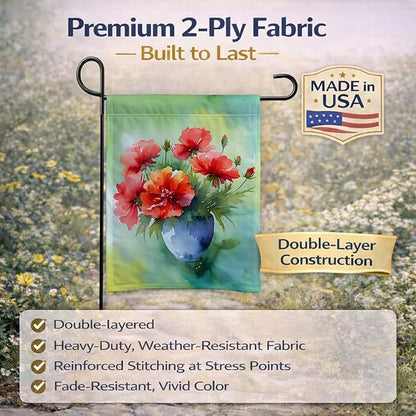 Caroline's Treasures Ohio Scarlet Carnations in Watercolor Garden Flag Mailbox Flag Decorative Yard Flag Banner Outside Patio Artwork Yard Flower Beds, Garden Size, Multicolor