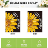 AVOIN colorlife Hello Sunshine House Flag 28x40 Inch Double Sided Outside, Summer Spring Floral Yellow Daisy Yard Outdoor Flag Black