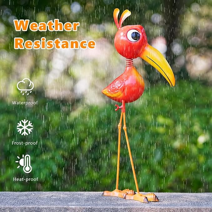 Metal Redfinch Statue Outdoor Garden Decor - 21" Redfinch Decor Outdoor Sculptures - Yard Art Gift for Backyard,Patio,Porch,Home