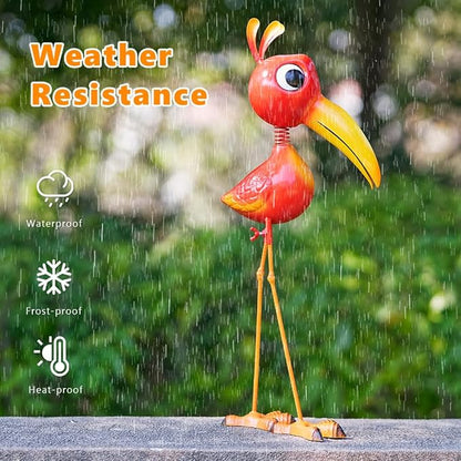 Metal Redfinch Statue Outdoor Garden Decor - 21" Redfinch Decor Outdoor Sculptures - Yard Art Gift for Backyard,Patio,Porch,Home