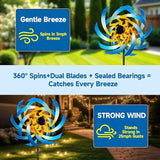 Wind Spinners Outdoor Garden Decor, 360°Metal Kinetic Wind Sculpture Spinner, 16W*76H inch Windmill for Yard, Patio, Backyard, Garden Gifts for Women
