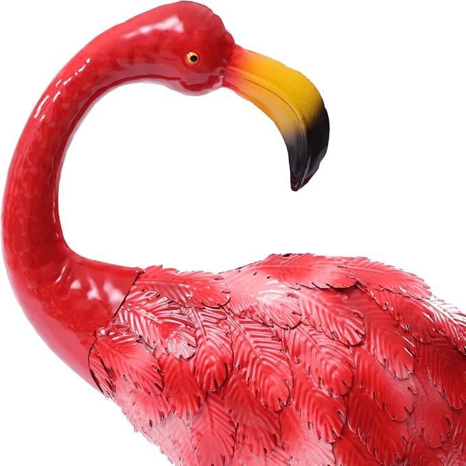 Outdoor Flamingo Garden Statues Set of 1/2/3, Metal Lawn Art Decorations with Rustproof Iron, Lifelike Tropical Bird Sculpture for Yard Patio Terrace Wedding Birthday Gift