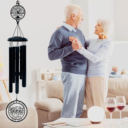 Personalized 50th/60th/25th/30th/40th/10th Anniversary Wind Chimes for Couple Parents, Personalized 50 Year Anniversary Chimes Metal Sign Gifts, Custom Metal Name Sign
