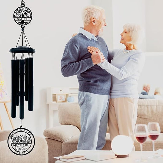 Personalized 50th/60th/25th/30th/40th/10th Anniversary Wind Chimes for Couple Parents, Personalized 50 Year Anniversary Chimes Metal Sign Gifts, Custom Metal Name Sign