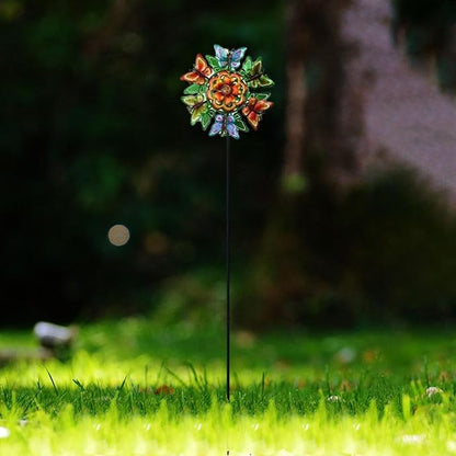Generic Windmill Iron Art Statue Garden Yard Decoration Modern Outdoor Wind Sculptures with Garden Stake for Patio Backyard Lawn, Butterfly