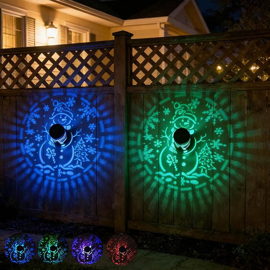 Easter Decorations Christmas Solar Lantern Color Changing Snowman Theme Solar Lights - Metal Deck Step Ground Path Wall Fence Lights for Patio Walkway Backyard Yard Decor Easter Gifts for Women.