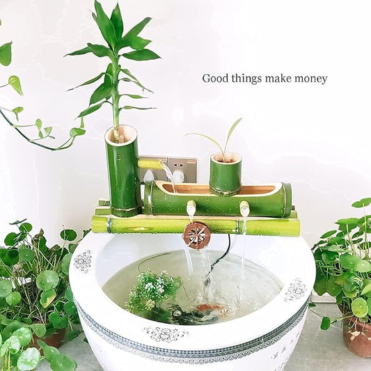 Bamboo Water Fountain for Garden & Bird Bath, Multi-Purpose Fountain with Pump, Health Benefits, Indoor/Outdoor Decoration(50cm/19.6in)