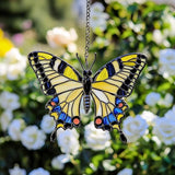 Yellow Swallowtail Butterfly Suncatcher Acrylic Window Hangings Christmas Ornaments Handmade Gift Holiday Home Decor Garden Art Sun Catchers for Windows Acrylic Hanging Decorations