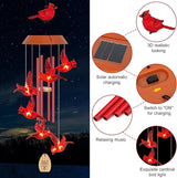 Solar Wind Chimes for Outside, Memorial Cardinal Wind Chimes, 35" LED Windchimes Outdoors Christmas Birthday Cardinal Gifts for Women Mom Grandma Home Garden Decor