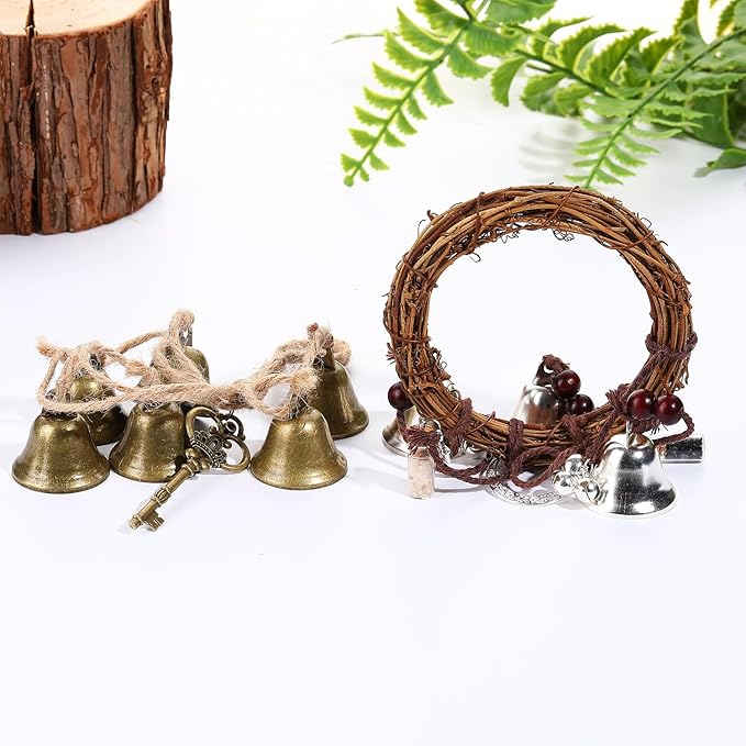 2 Pieces Witch Bells for Door Knob for Protection Hanging Bell Wind Chimes Handmade Decorative Bell for Boho Home Room Witchy Decor (Silver)