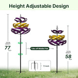 A ANLEOLIFE Wind Spinners Outdoor, 77" Large Metal Kinetic Wind Sculptures for Garden, 360 Degrees Swivel Yard Art with Welcome Sign and Flag Decoration