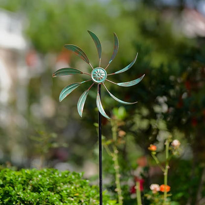 Stargarden 2Pack Wind Spinners Outdoor Metal, Garden Pinwheels Waterproof Wind Sculptures, Small Windmills for Yard and Garden Decor